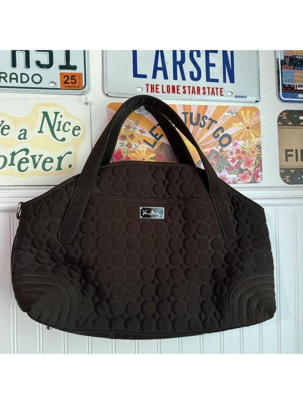 Vera Bradley Espresso Brown Quilted Satchel Purse